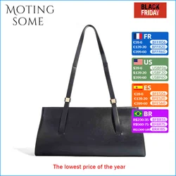 Motingsome Chic French Style Women Saddle Bags Underarm Shoulder Leather Purses Fashion Lady Daily Bag Luxury Designer Tote 2024