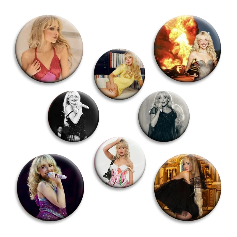 Popular Singer Sabrina Carpenter Creative Brooch Round Badge Sexy Girl Enamel Pin on Bag Clothes Decor Jewelry Accessories Gift