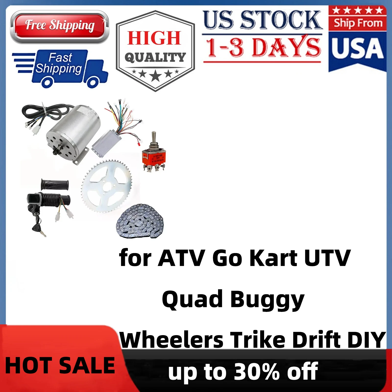 48V 1800W Brushless Motor MY1020 with Sprocket Kit  Compatible with Go Karts Scooters Pocket Motorcycles