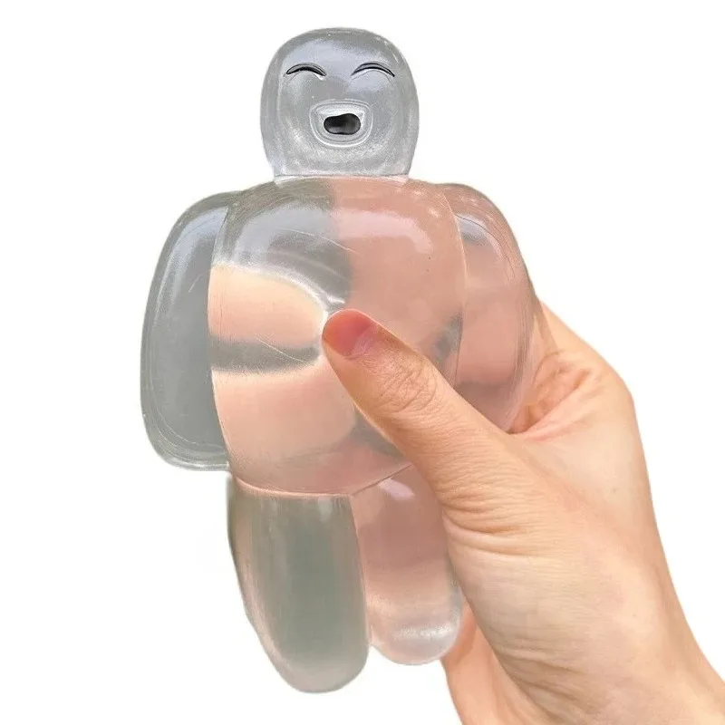 Morbido e trasparente gelatina robot squishy rimbalzo lento sensazione d'acqua giocattolo del fumetto, regalo carino antistress per adulti bambini rilassamento