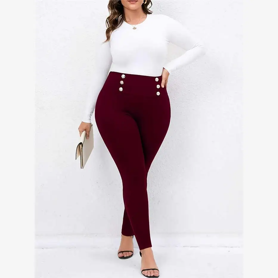 2024 Faion Plus Size Dames Casual Broek Hoge Taille Thiened Fce Street Sle Rits Detail Lange Broek Dames Broek