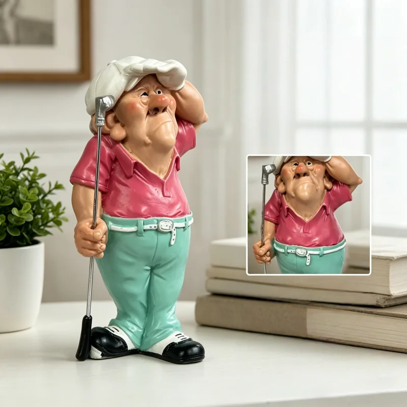 Funny Golfer Character Statue Ornament, Sports Figure Decor for Home Tabletop Display
