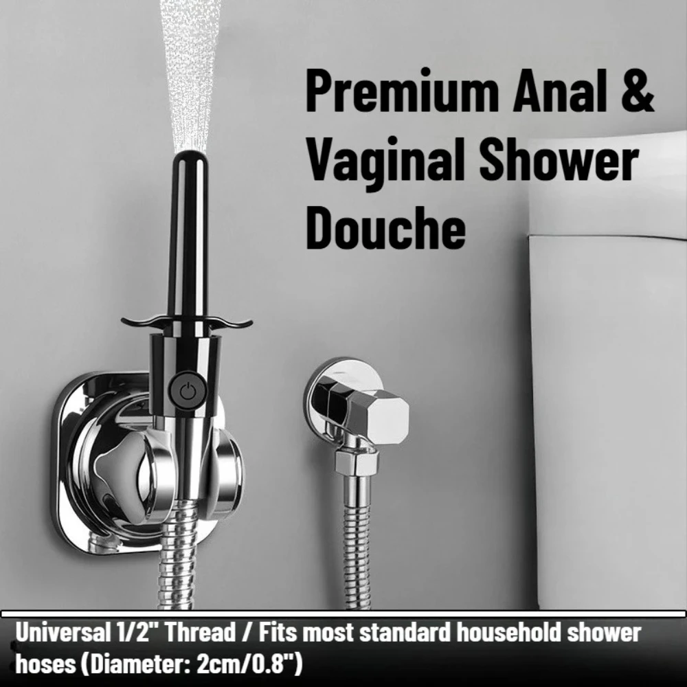 Adjustable Shower Enema Douche System Anal Vaginal Cleansing Kit Silicone Nozzle Water Flow Control Adult Intimate Hygiene