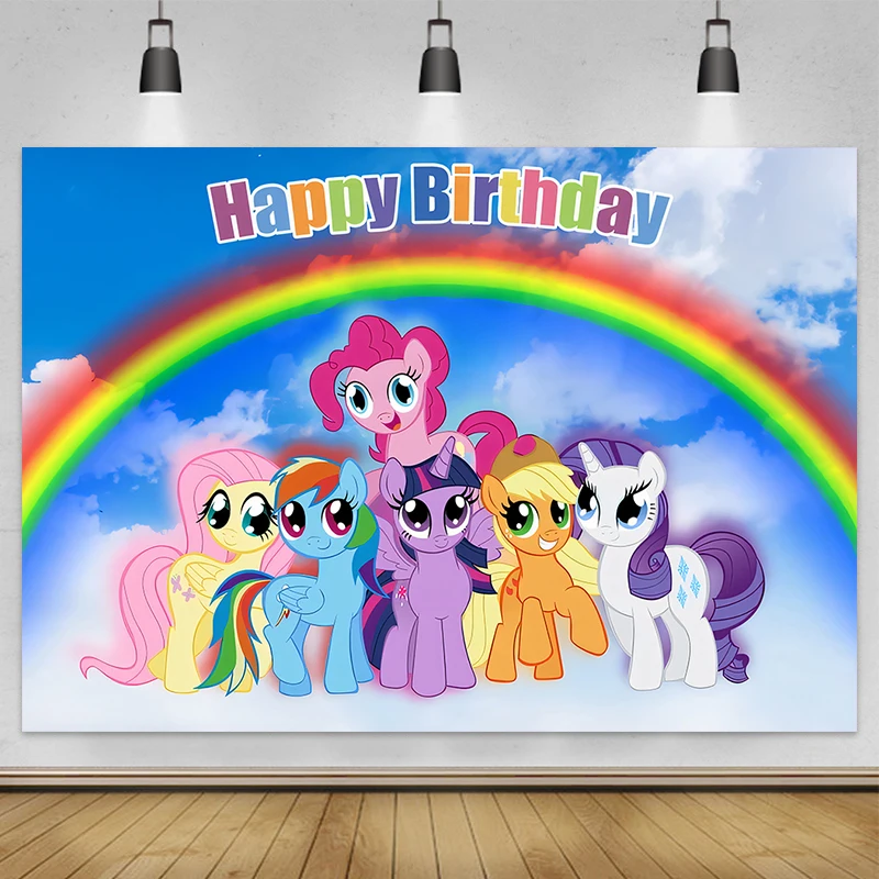 Disney My Little Pony Children's Birthday Backdrop Boy Girl Birthday Party Photography Props Baby Shower Decoration Banner