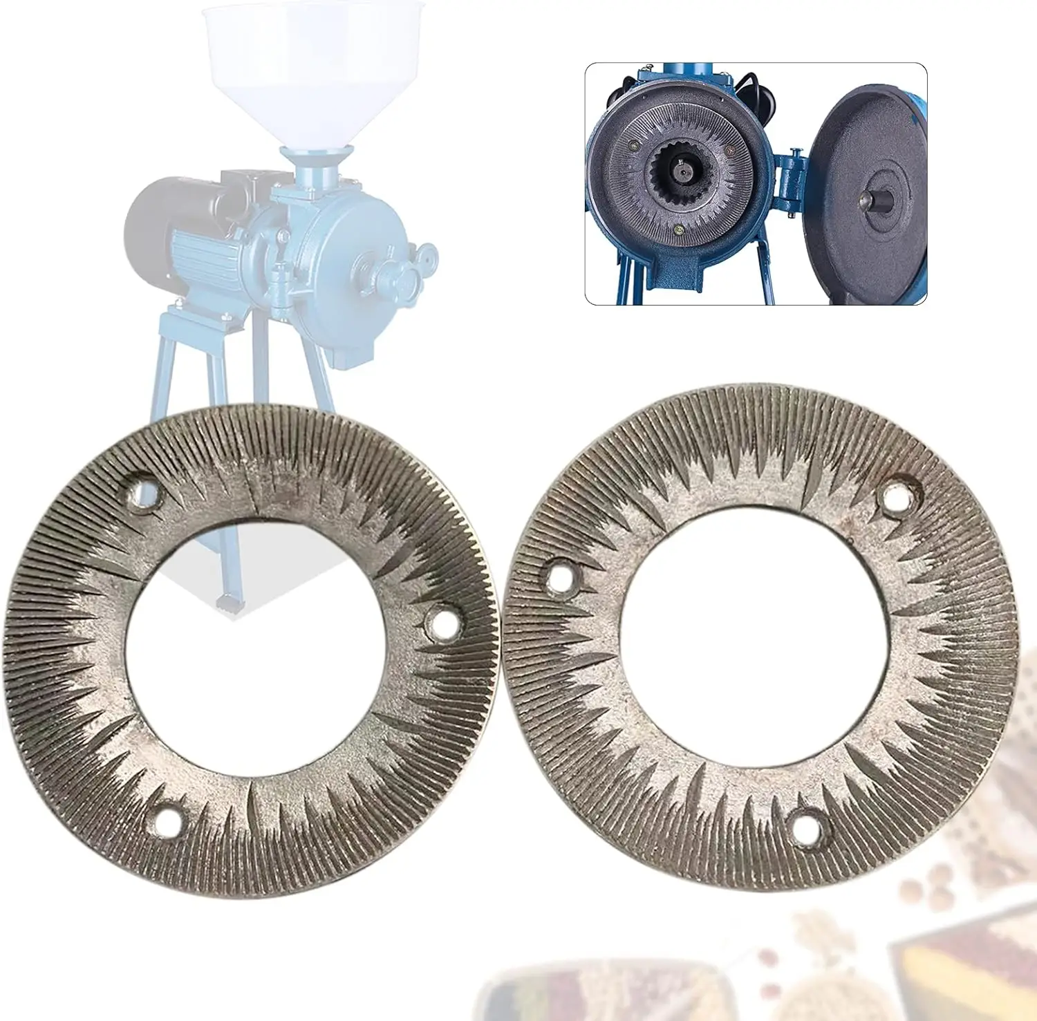 2Pcs Grinding Sheets for 3000W 110V Electric Grain Mill, Dry Grain Grinding Machine Plates Fit Heavy Duty Grain Grinder Machine