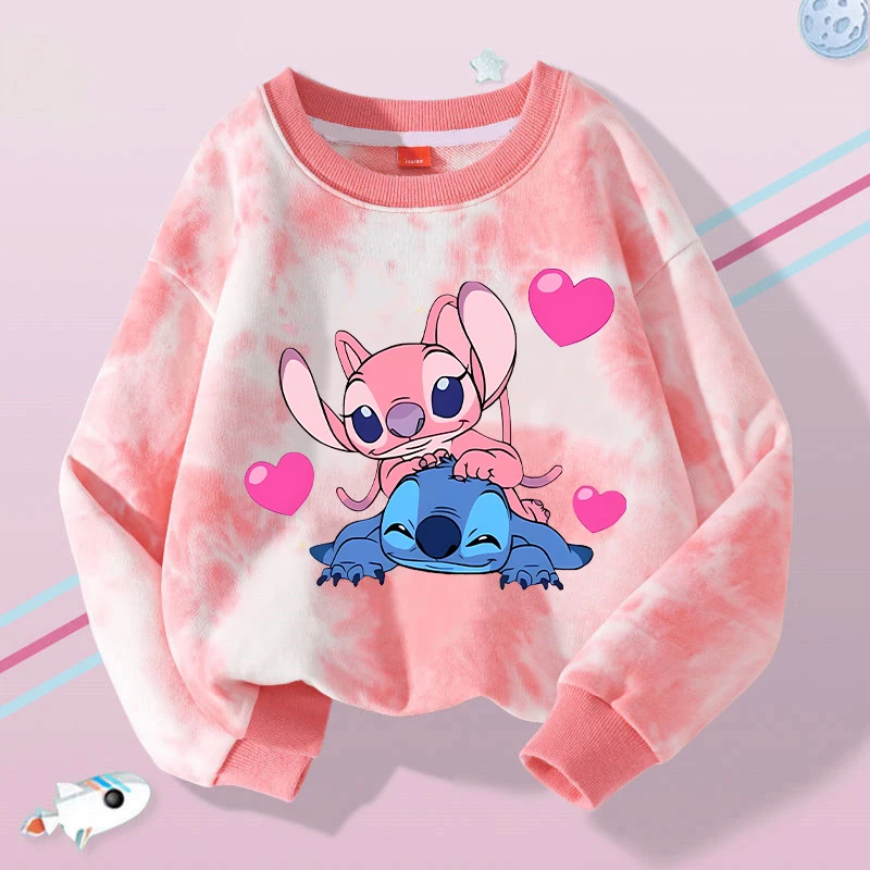 Kawaii Lilo Stitch Children Sweatshirt Cute Disney Cartoon Printed Sweatshirt Boys Girls Casual Sports Tops Baby Autumn Clothes