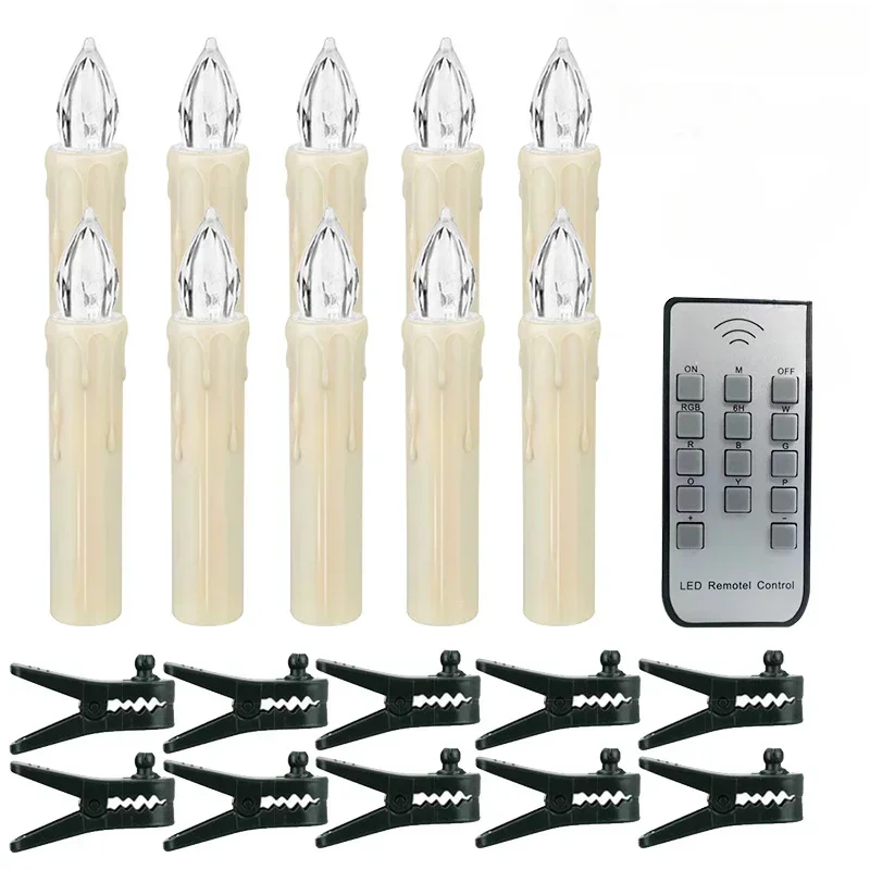 LED Candle Timer Remote Warm White And Color Flickering Flame Wedding Home Decoration Christmas Tree Candle New Year Party