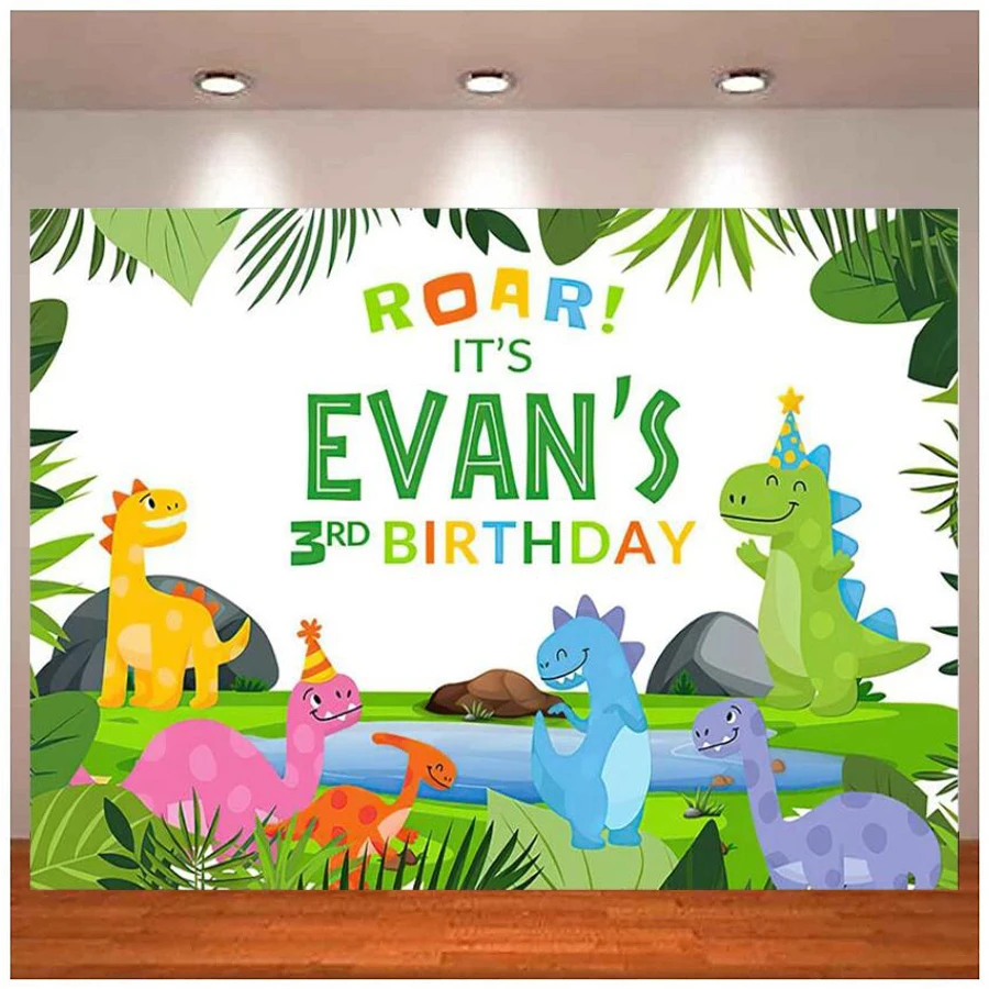 

Jungle Dinosaur Background Forest Animal Safari Newborn Party Baby Boy Shower Birthday Photo Photography Backdrop Banner Poster