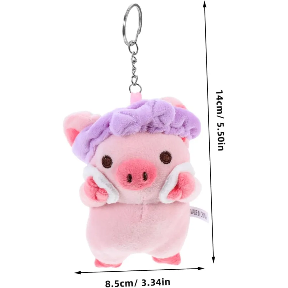 Pig Plush Keychain Stuffed Animal Toy Cute Bear Bunny Charm Keyring Decorative Plush Toy Accessory Fun Buddy for Kids Bag Purse
