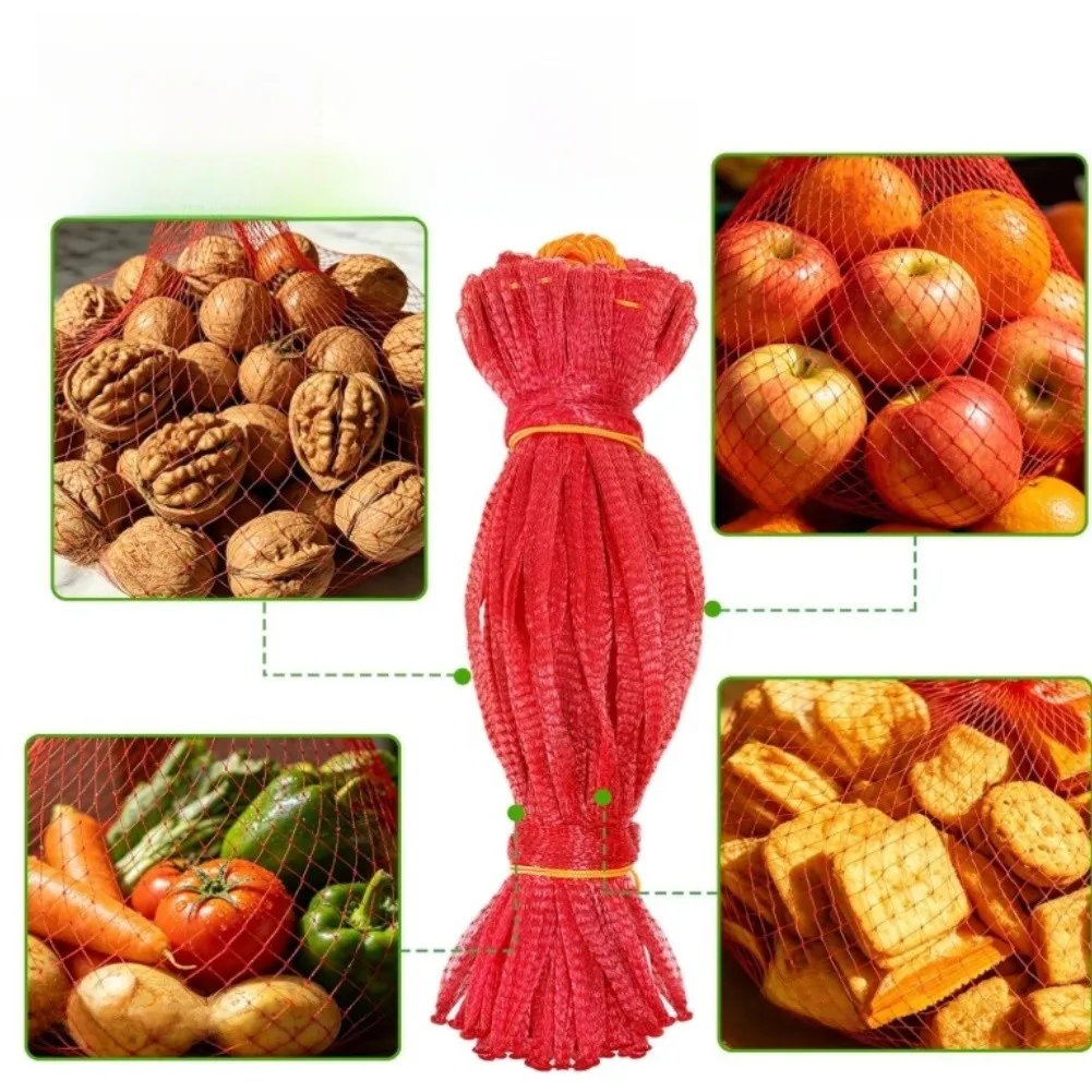 100 Pack Watermelon Mesh Bags with Drawstring for For garden Harvest Storage of Fruits Vegetables Nuts and Seafood