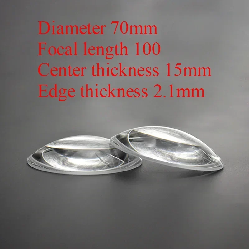 60-80mm K9 Plano Convex Lens Optical Glass Magnifier for High Power LED Focus Collecting Light DIY Projector