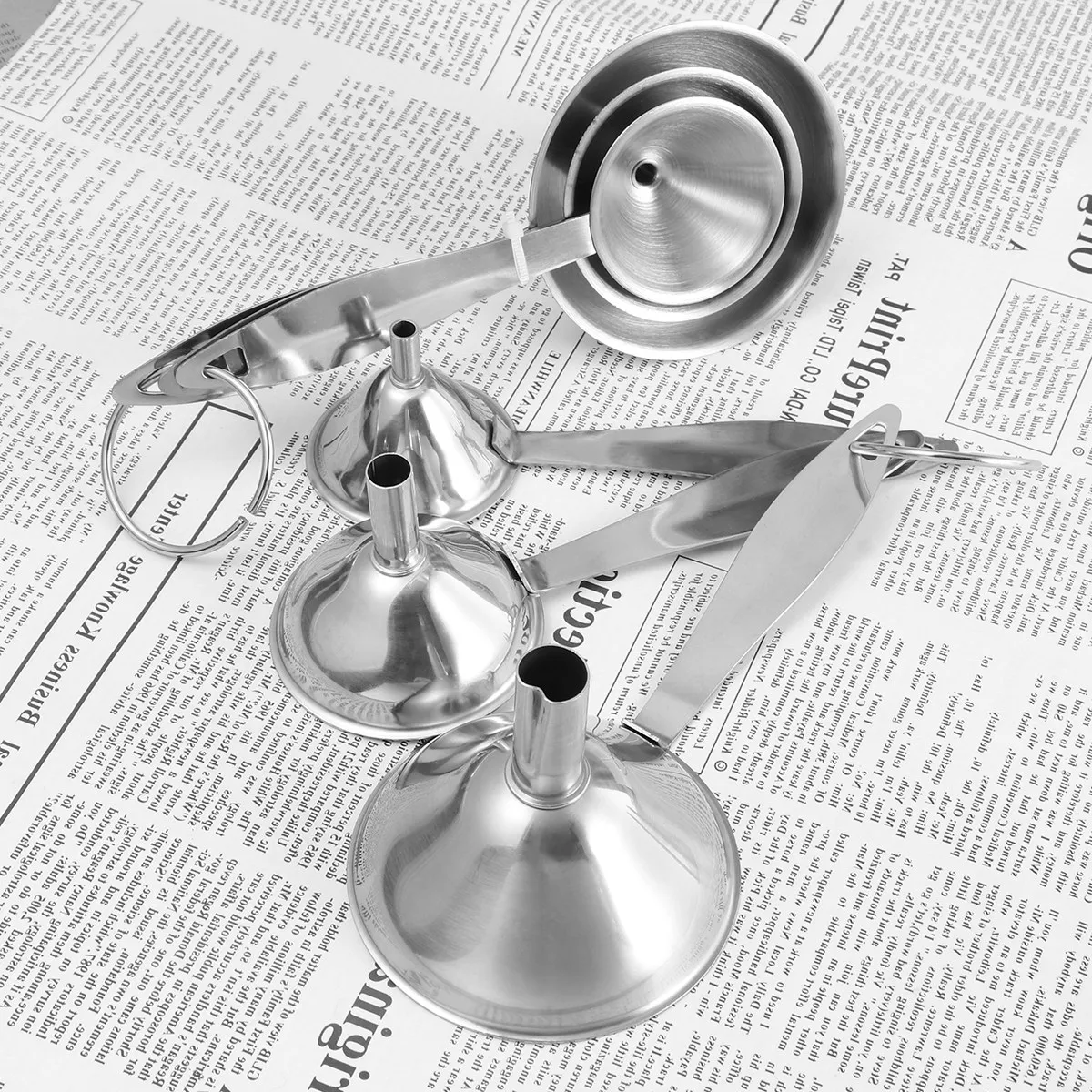 

Набор из 2 воронок из нержавеющей стали для кухни, сверхпрочная конструкция из нейлона и металла, идеально подходит для масла, соевого соуса, жидкостей, размеры S, M, L