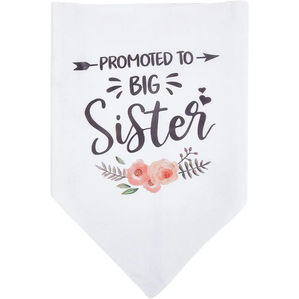 Promoted to Be Big Sister Dog Bandana Wedding Pet Bandana White Flower Triangle Pet Dog Scarf Dog Engagement Wedding Making Kit