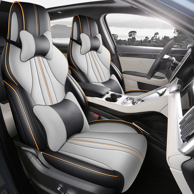 Full Coverage PU Leather 5‑Seater Car Seat Covers, Custom Protective Cushions Compatible for BYD Seal U DM‑i and Song Plus DM‑i