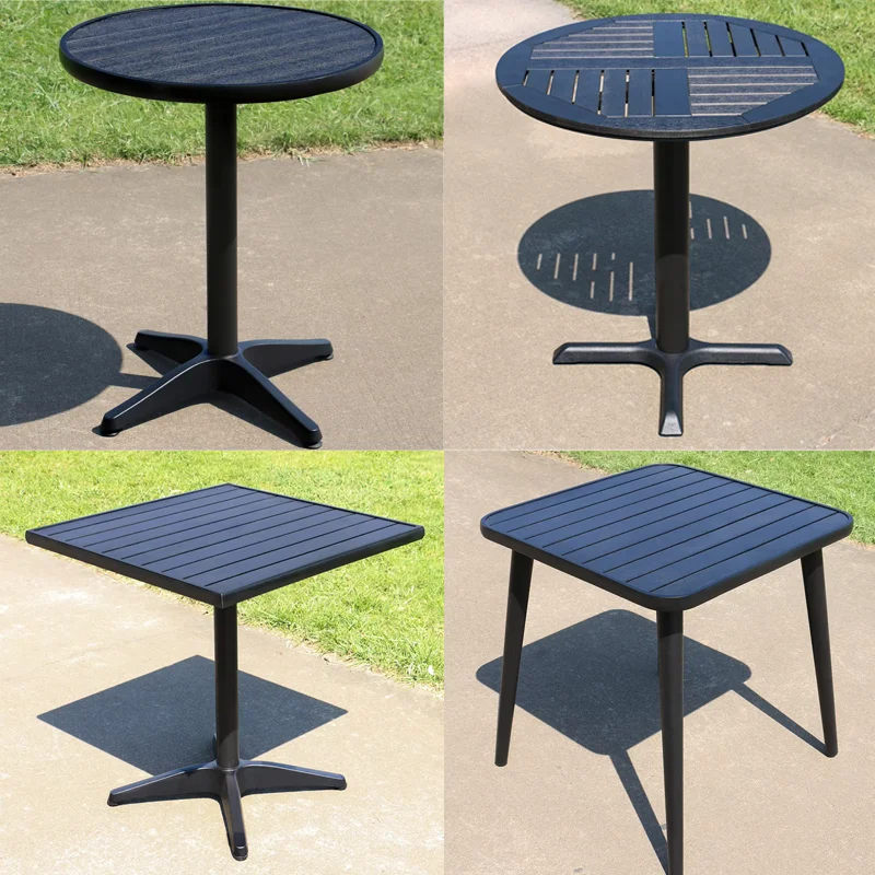 2024 New Minimalist Outdoor Table Black Coffee Table Modern Wood-Plastic Furniture Dinings Table for Garden Living Room Home