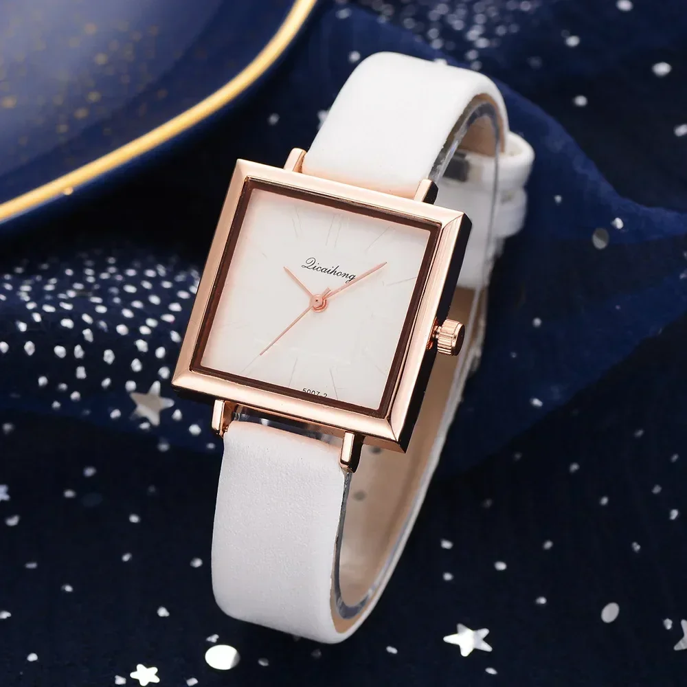 Reloj de lujo de oro rosa para Mujer, pulsera de cuarzo de cuero, informal, elegante, a la moda, 2024