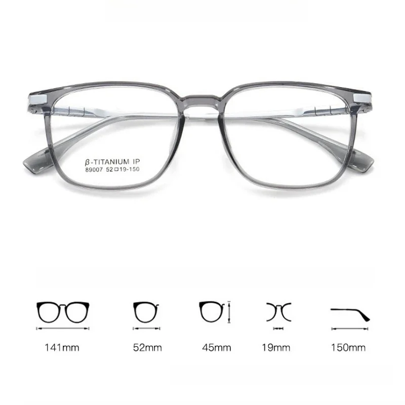 OLLYMURS 新スクエアファッションチタン合金メンズメガネ超軽量柔軟な TR90 光学処方眼鏡フレーム 89007