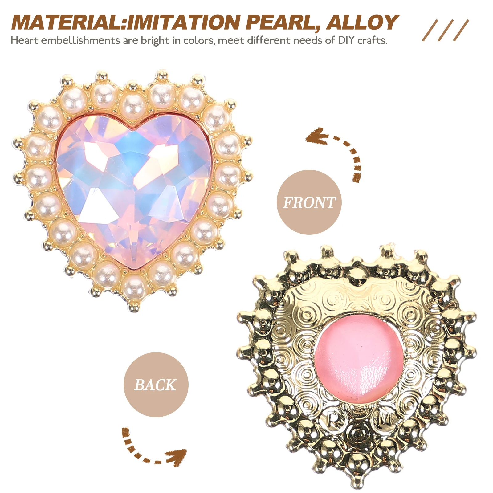 Heart Rhinestones Charms for Crafts Jewelry Making Embellishments Hair Resin Decor Pin