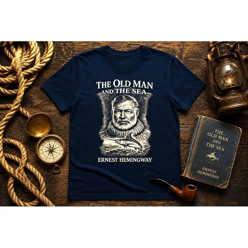 Ernest Hemingway Old Man And The Sea Literary Graphic T-Shirt