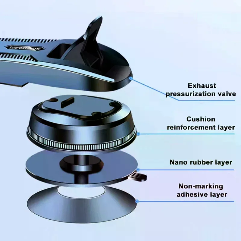 Soporte para teléfono Soporte para salpicadero 360 °   Soporte giratorio para teléfono inteligente por gravedad con soporte de varilla de extensión Soporte GPS