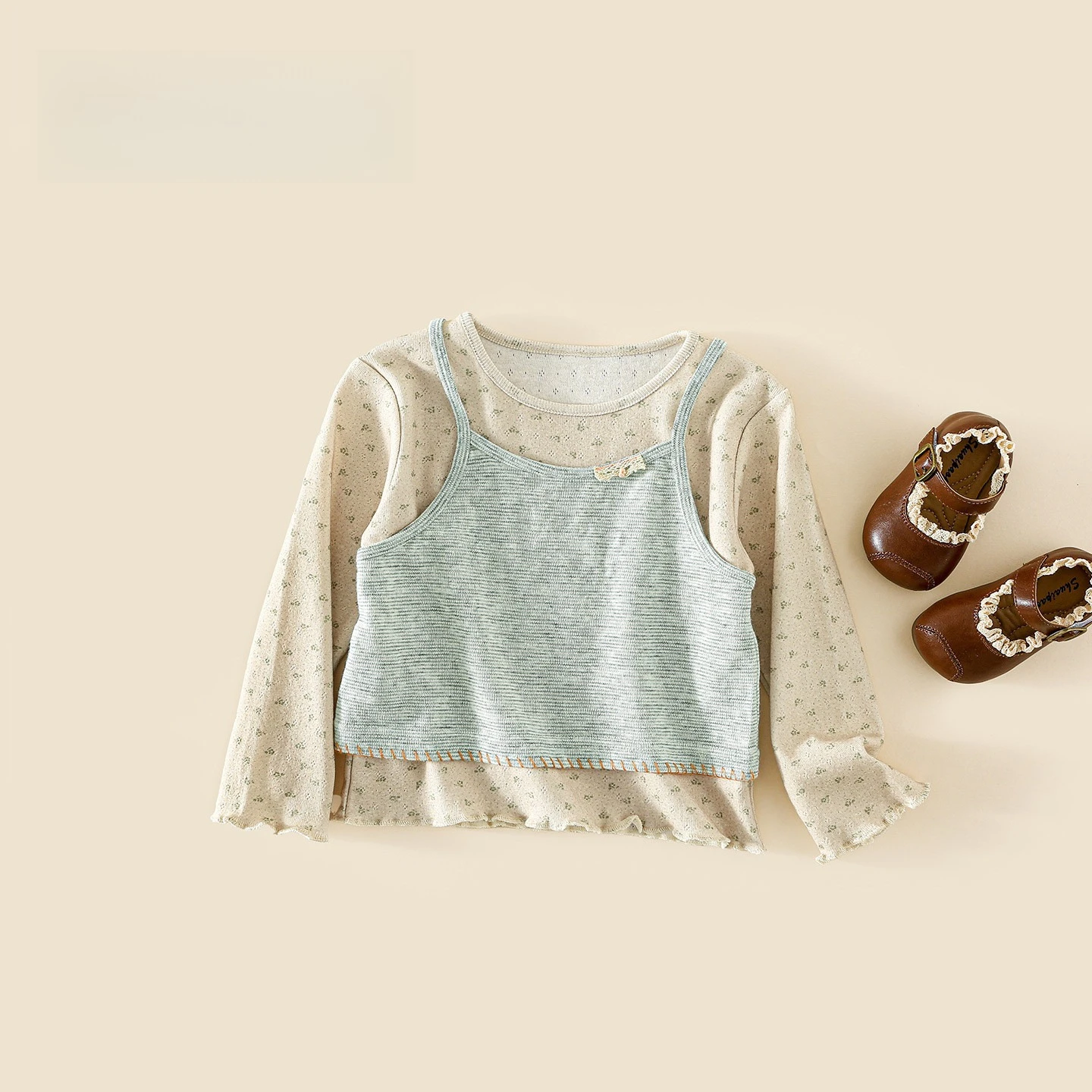 Girl Autumn Clothing Long Sleeve T-shirt 2026 New O-Neck Tops Spring Autumn Baby Causal Two Price Sets