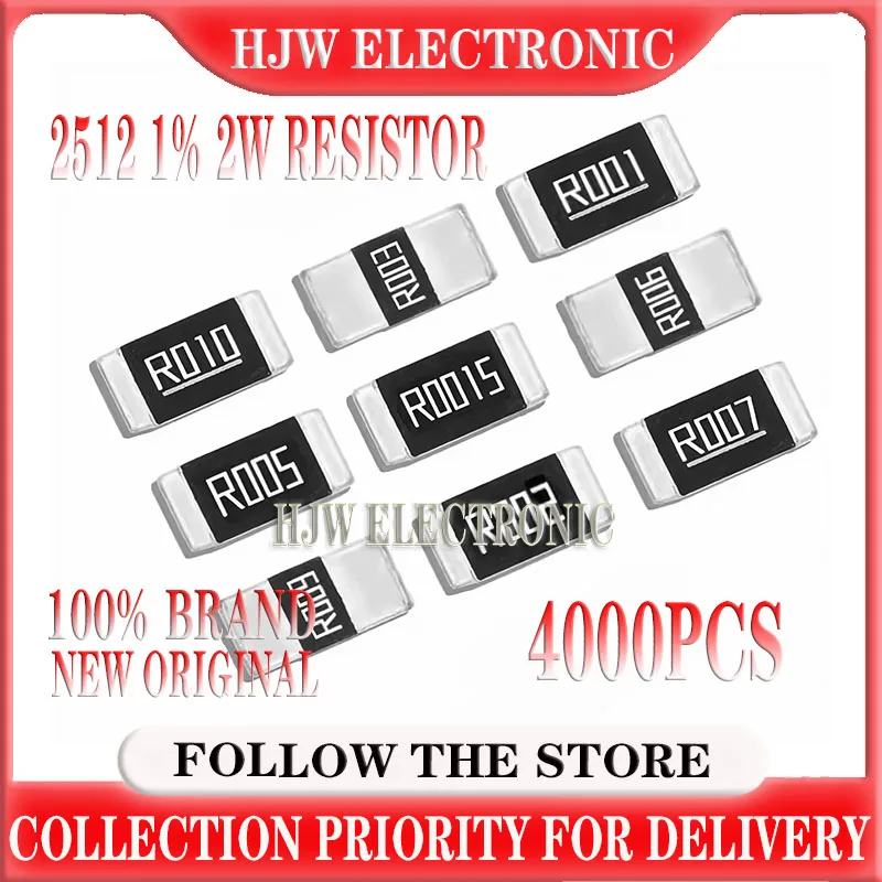 4000pcs 2512 Smd Alloy Resistor Sampling Resistor 2w R001 R002 R003 R004 R005 R006 R007 R008 R009 R010 R012 R015 R020 R025 R030