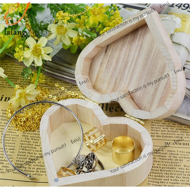 New Arrive Storage Boxes Heart Shape Wood Box Jewelry Box Wedding Gift Home Storage Bin Earrings Ring Box Makeup Wood Case Gift