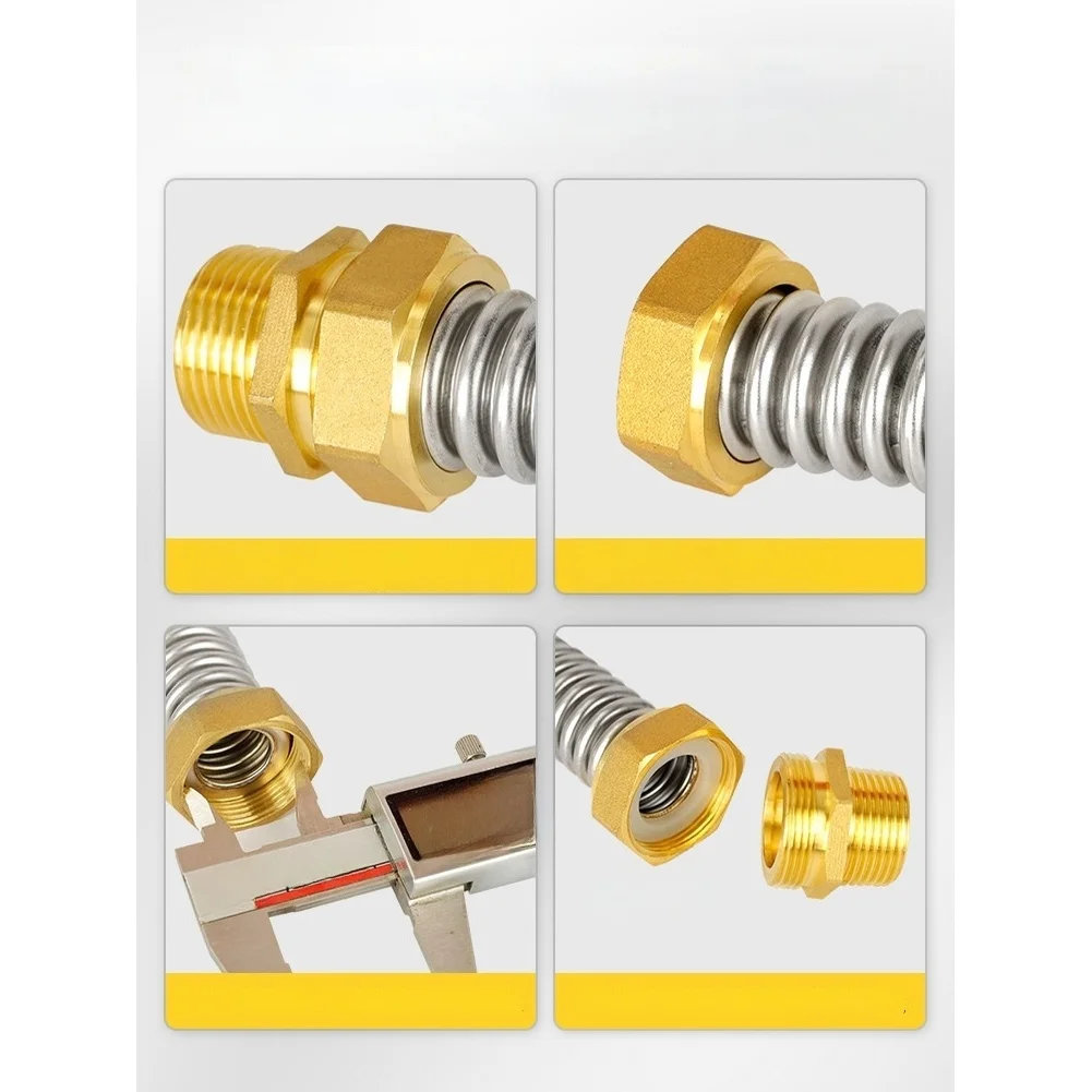 304 Stainless Steel Flexible Metal Hose with Fine Thread for AC Copper Pipe Connections HVAC Installation 15x5x5cm