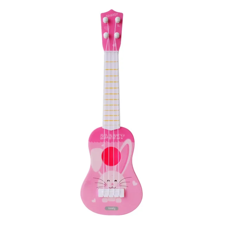 Instrumento de simulação de trompete infantil, ukulele, guitarra, mini quatro cordas, brinquedo musical para educação precoce, brinquedos fotográficos