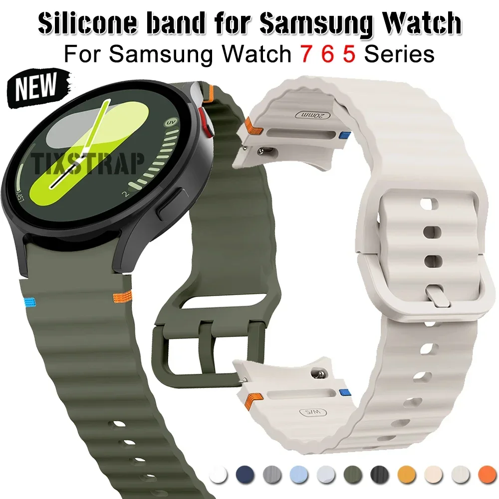 Original Silicone Strap for Samsung Galaxy Watch 7/ 5Pro 45mm Sports Watch 7 FE 5 4 Classic 40mm 44mm6 Cassic 43mm 47mm Bracelet