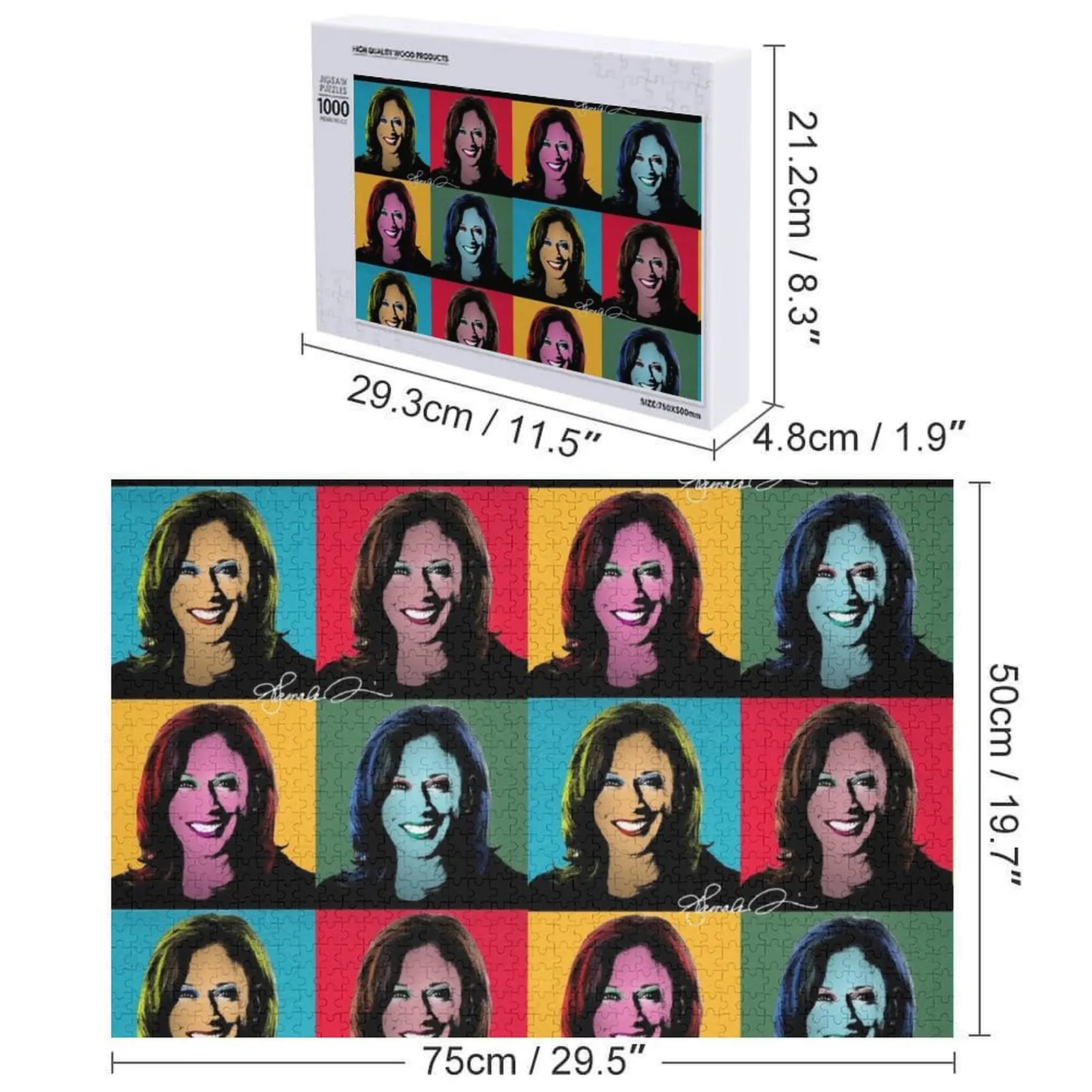 KAMALA HARRIS Pop Art Retrato Quebra-cabeça Quebra-cabeça de madeira para adultos Escala Motores Quebra-cabeça de animais de madeira