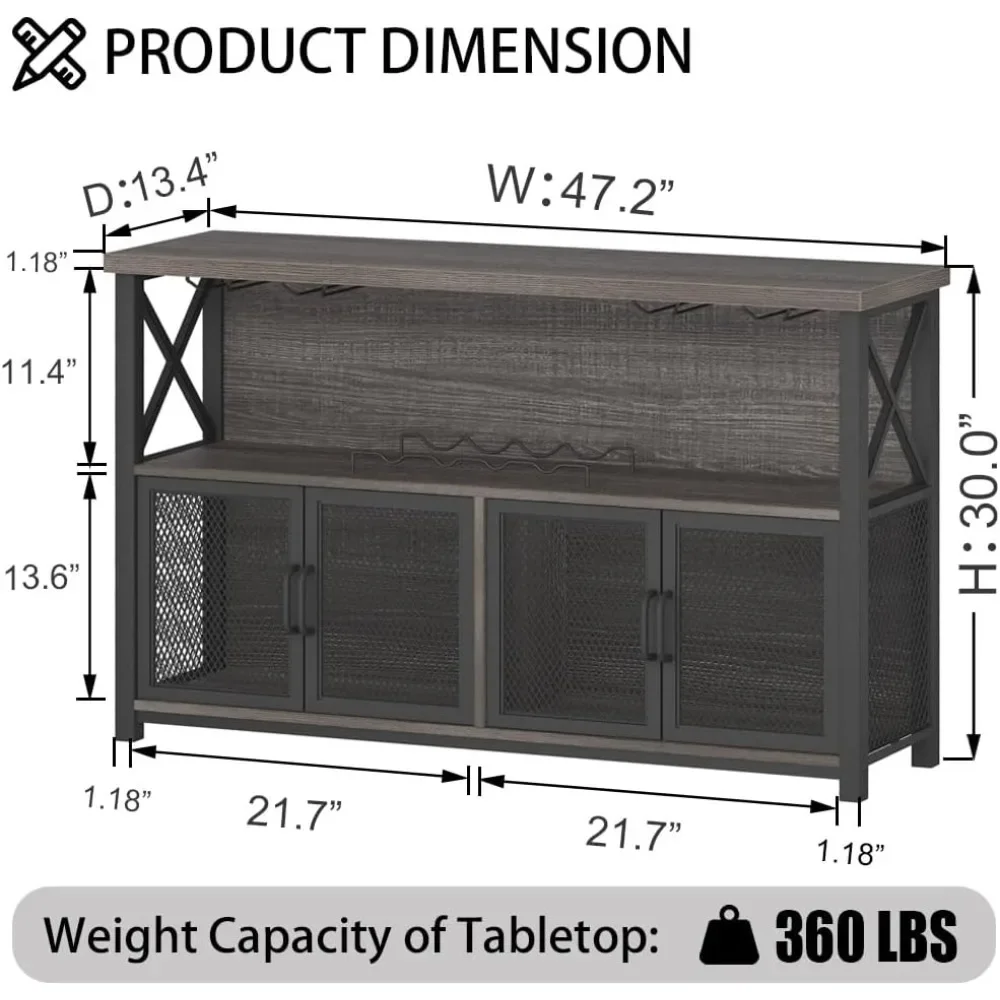 Armoire pour bar à vin, armoire à café industriel pour français ou verres, buffet moderne avec rangement T1