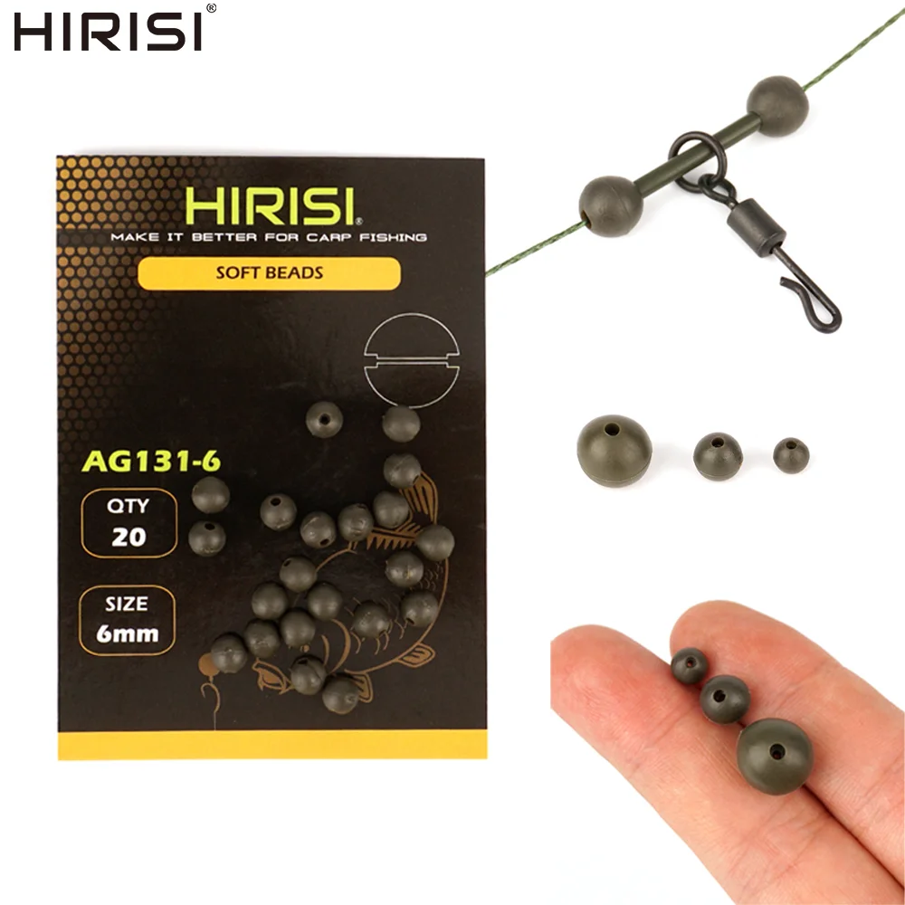 HIrisi 20Pcs Carp Fishing Rubber Shock Beads Soft Rig Beads Anti-Collision Fishing Terminal Tackle Fishing Rig Accessories AG131