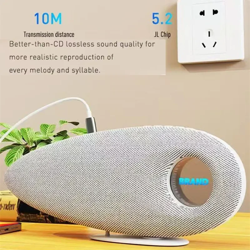 Subwoofer wireless portatile da esterno con audio surround a 360 gradi con unità USB Scheda TF Ingresso AUX Design creativo a goccia d'acqua Altoparlante BT5.2