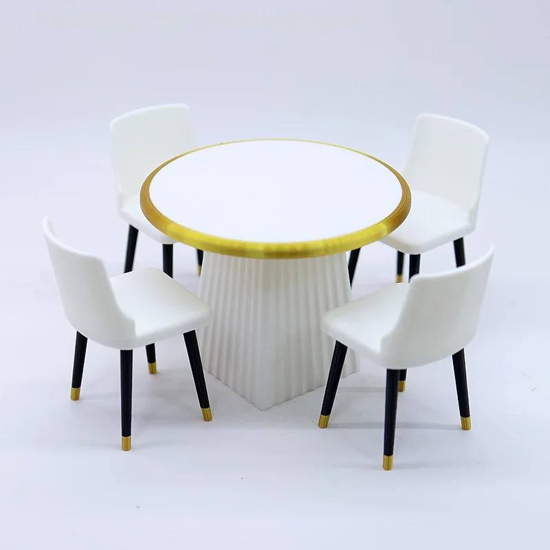 1Pc/1Set Poppenhuis Eettafel En Stoelen Simulatie Model Mini Living Meubels Speelgoed Poppenhuis Accessoires Fantasiespel speelgoed