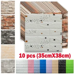10 Self-Adhesive 3D Foam Wall Stickers Pane Room Decor Waterproof peel and stick Brick Wallpaper for Interior Decoration
