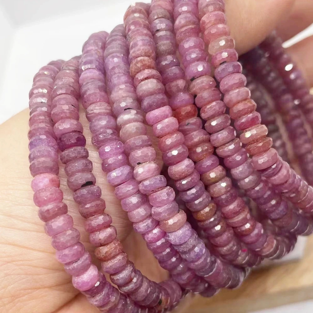 A+++ 1bracelet Approx2-3.5*4-6mm  natural ruby faceted rondelle bracelet beads