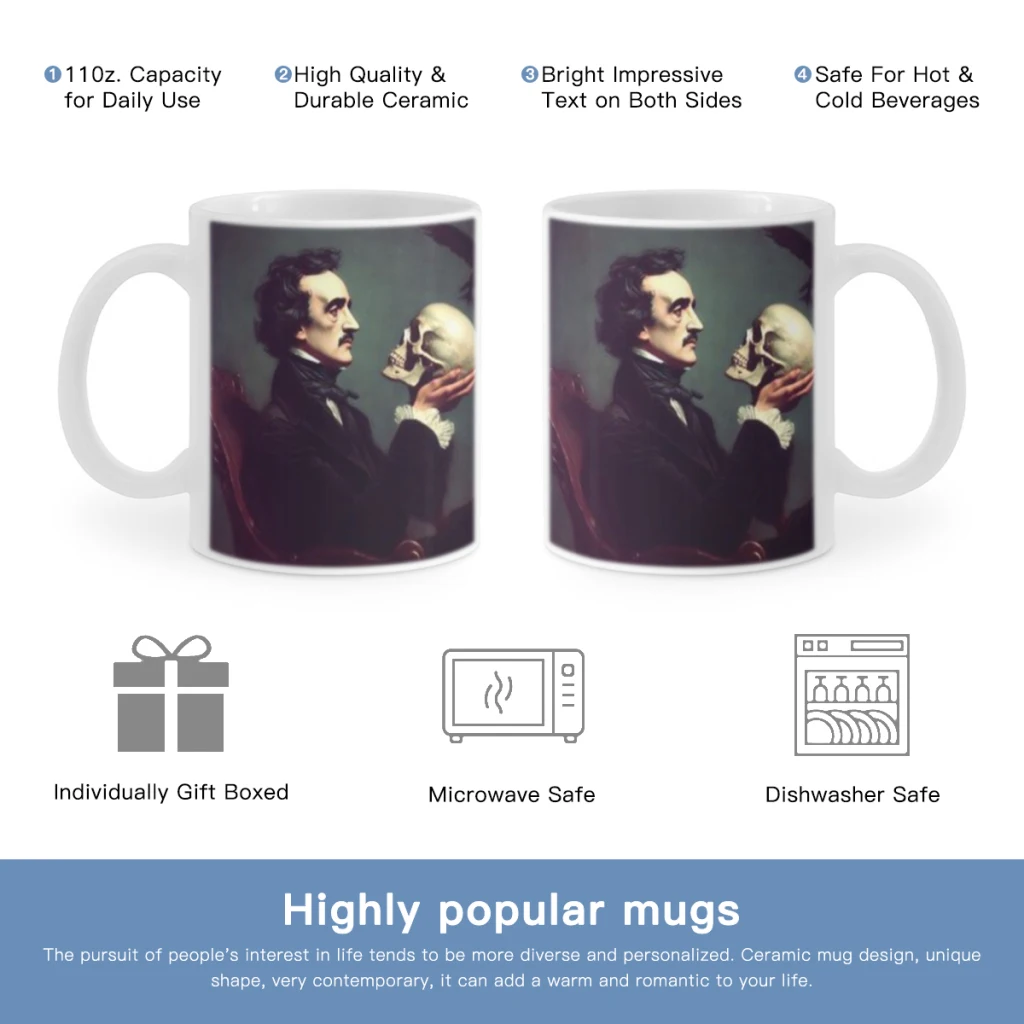 

Edgar Allan Poe Free shipping Ceramic Cup Coffee Oatmeal Breakfast Cup Creative Personality Mug