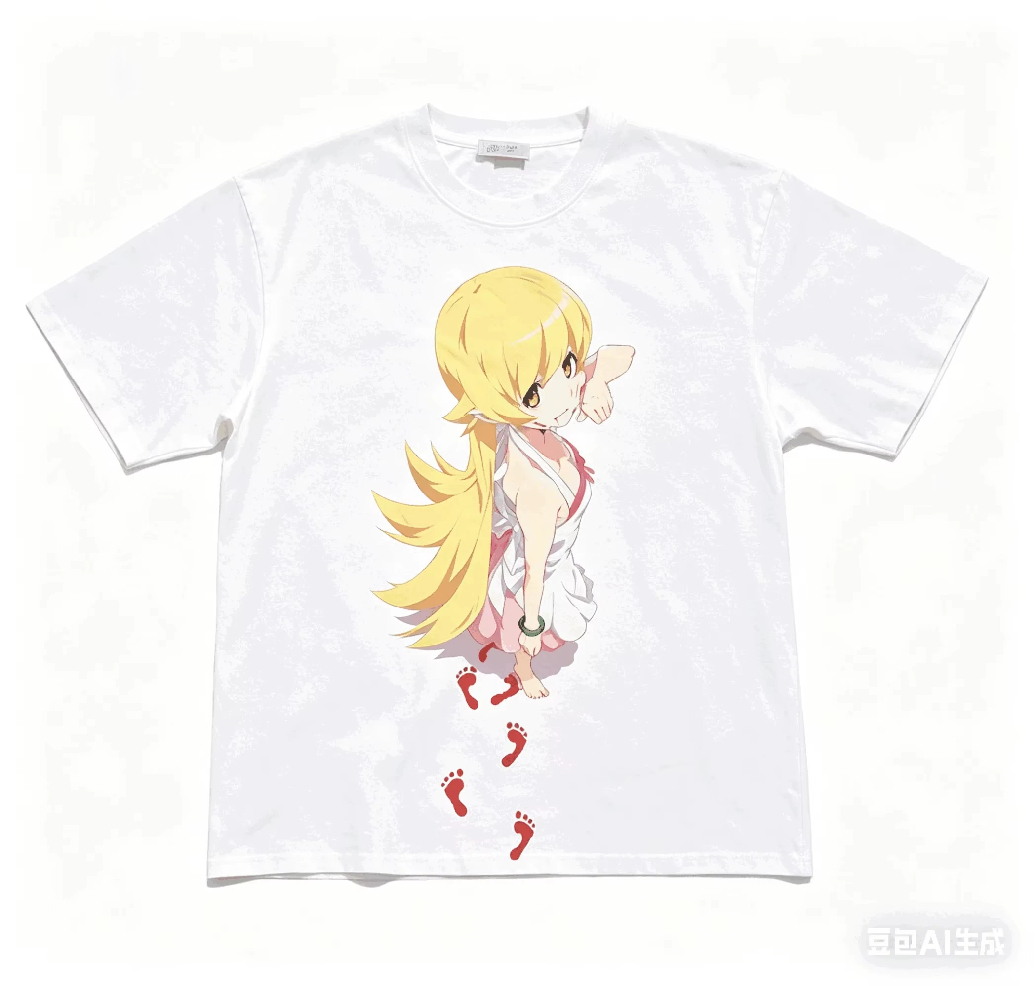 Monogatari-Serie Anime-Grafik-T-Shirt Unisex Vintage Gewaschene Baumwolle Kurzarm Harajuku Streetwear Ganzjährig Tragbare Freizeit-Oberteile – Detail 7