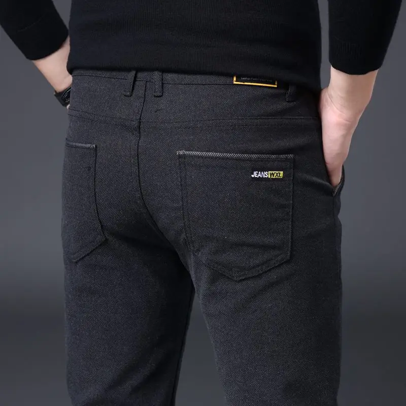 

Classic Brand Slim Casual Pants Men Spring Autumn Business Work Cotton Black Grey Blue Trousers Male Fashion Clothing