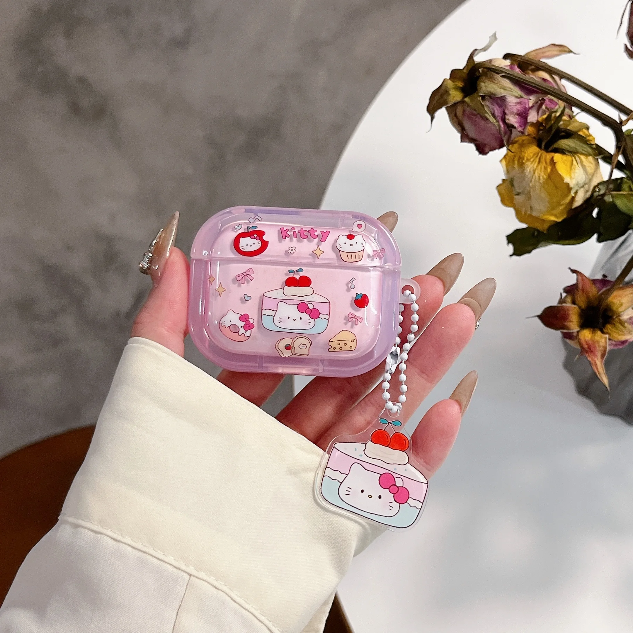 Kawaii pink Hello Kitty Super Cute Sanrio Cartoon Anime, Plastic drop-proof headphone case For Airpods 4, 1, 2, 3, Pro, Pro2