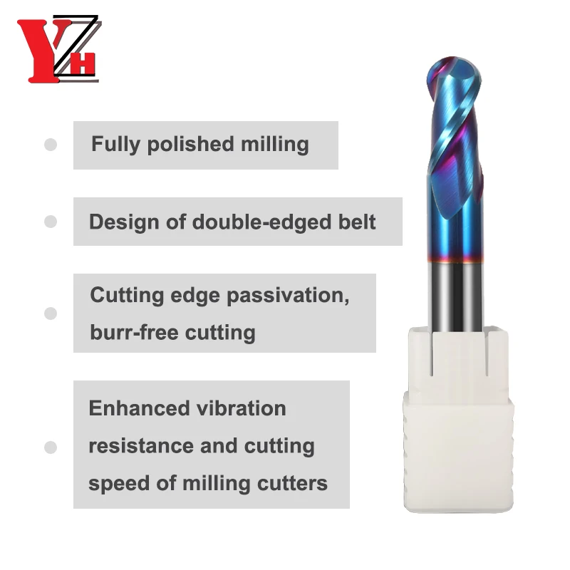 Ball Nose End Mill HRC65 2 Flute Tungsten Carbide Cutter CNC Bit R0.5 R0.75 R1 R1.25 R1.5 R1.75 R2 R3 R4 R5 R6 R7 R8 R9 R10