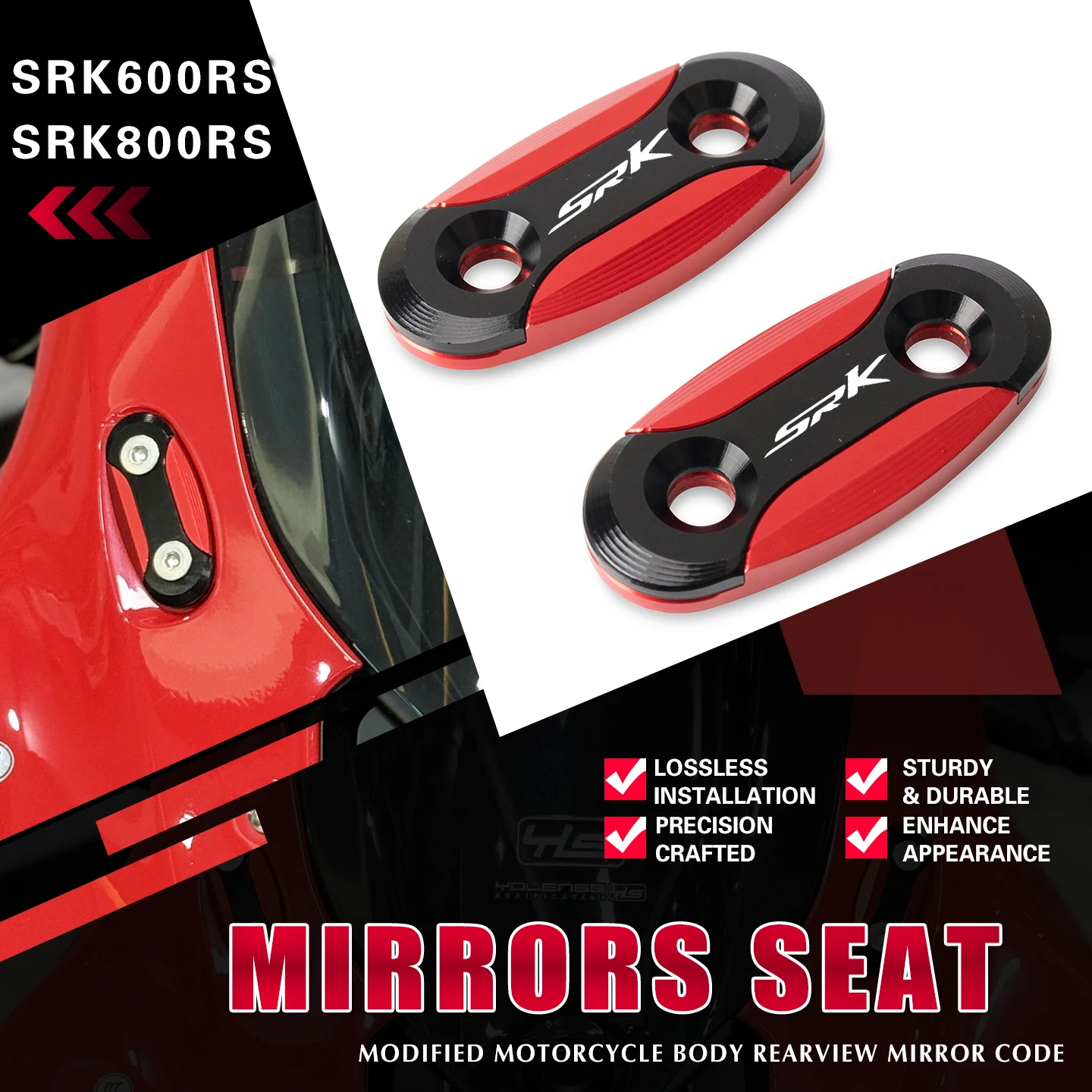 For QJMOTOR SRK600RR SRK800RR SRK600RS SRK800RS SRK 600 800 800RS Motorcycle Rearview Mirrors Seat Decorative Cover Mirror Base
