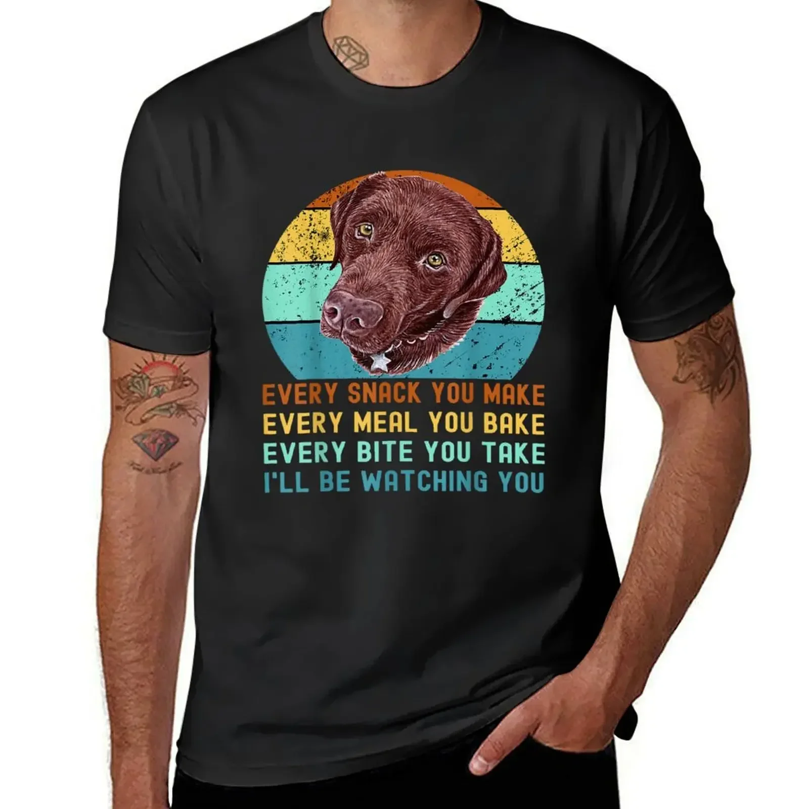 chocolate labrador T-Shirt summer tops korean fashion Men's cotton t-shirt