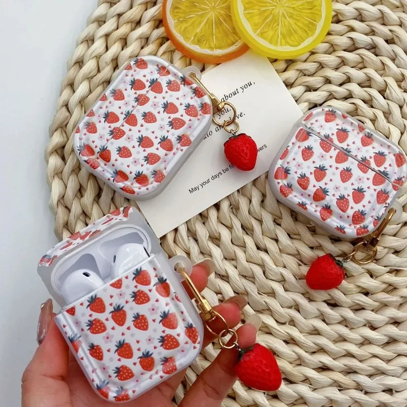 لطيف ليتل الفراولة غطاء لابل AirPods 4 حقيبة سماعة الاذن ل Airpods Pro 2 3 2 1 واقية سماعة غطاء مع المفاتيح #2