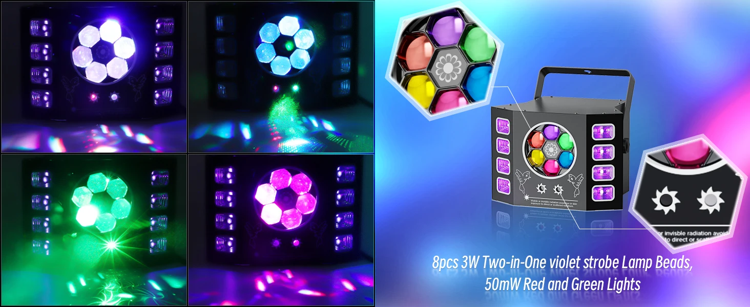 U'King 100W Bee Eye Strobe Bühnenlicht 4IN1 RGBW LED-Effektlicht DMX512 DJ-Lichteffekt für Disco-Party KTV Konzert Nachtclub – Detail 5