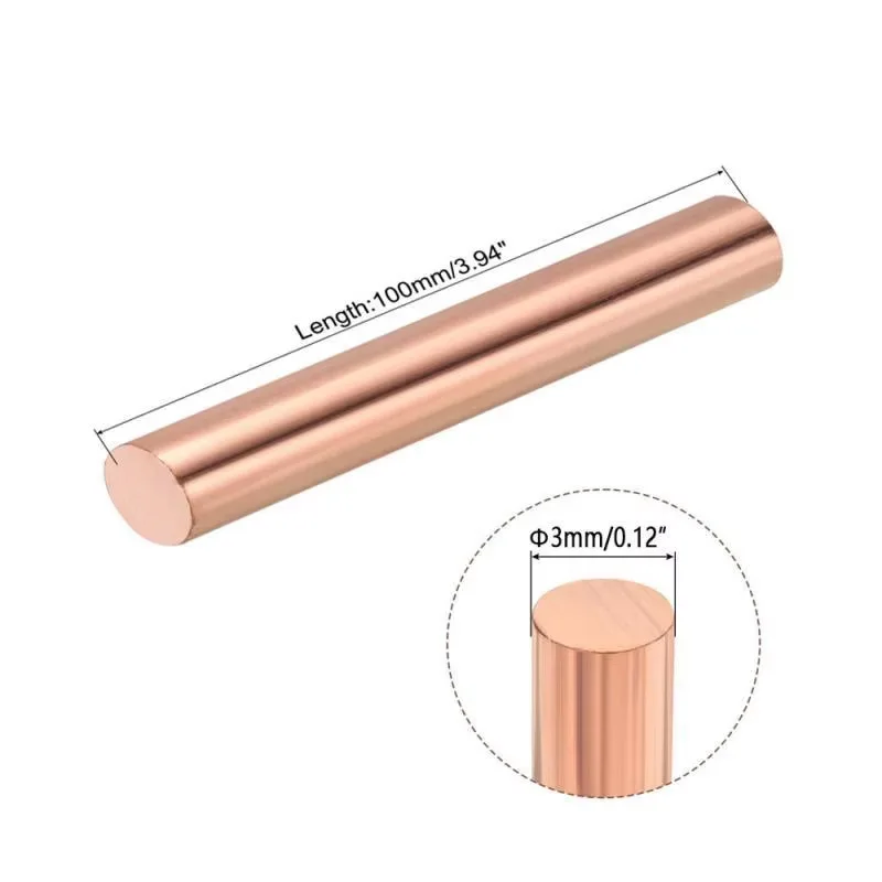 1-5 قطعة T2 النحاس قضيب مستدير ، 50-300 مللي متر طويل النحاس العارية قضيب معدني ، النحاس قضيب مخرطة قضبان مناسبة للحرف اليدوية المعدنية