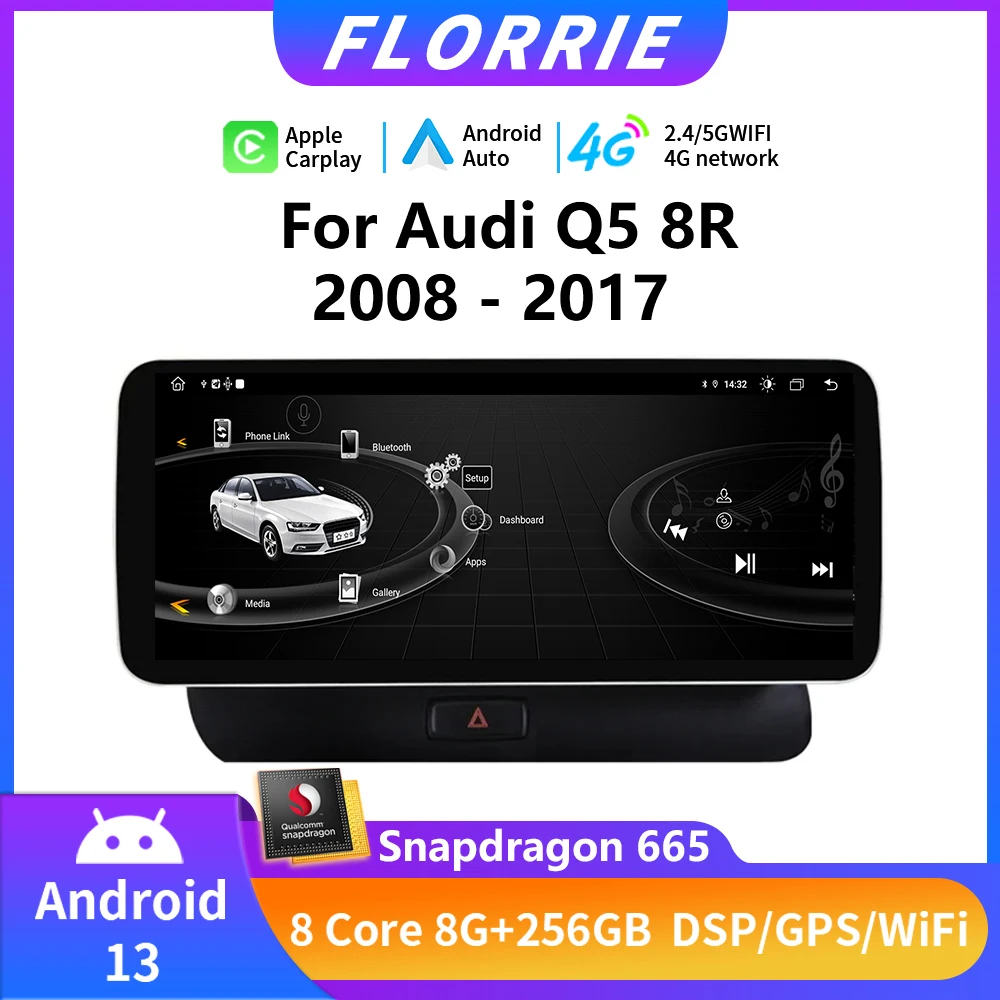 

Android 13 For Audi Q5 8R 2008-2017 LHD Car Radio Multimedia GPS Navigation 2din Head Unit Stereo Wireless CarPlay Android Auto