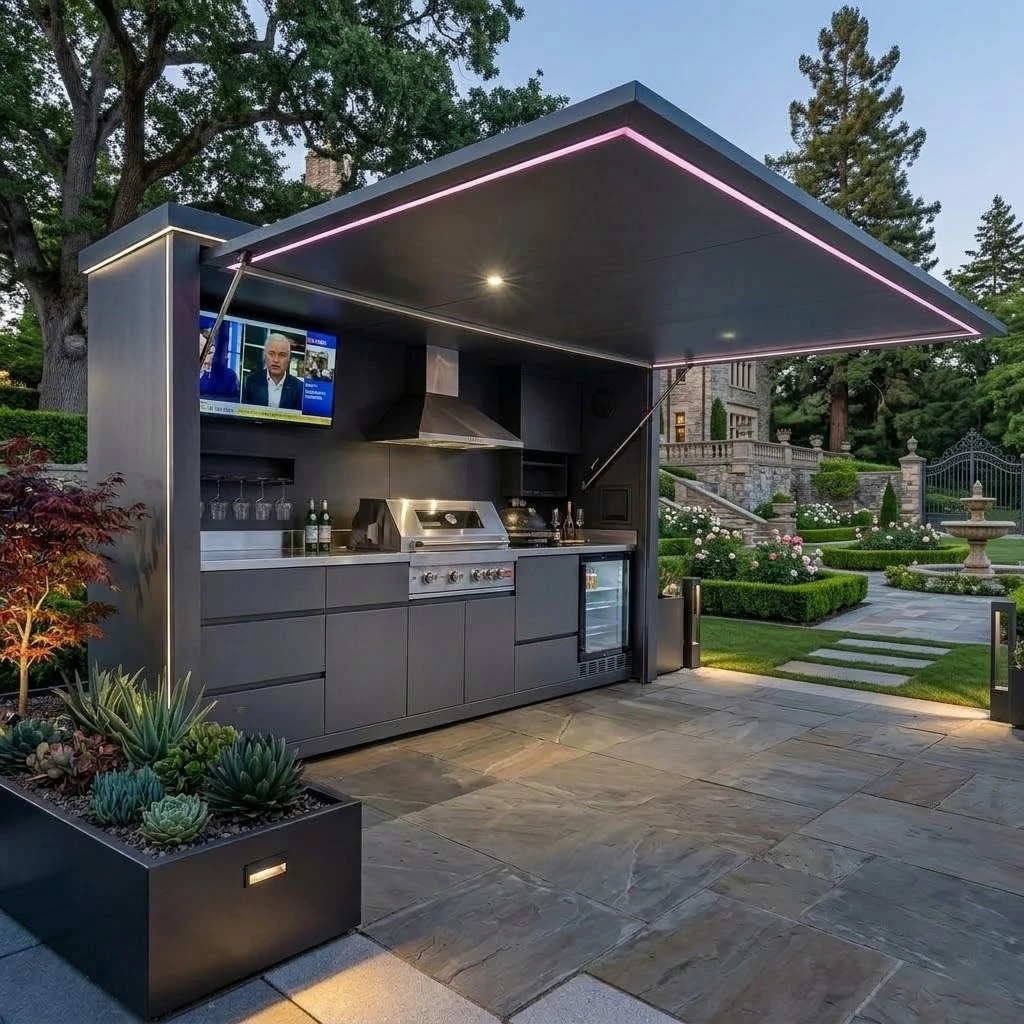 Balcony Size Outdoor Kitchen Island Stainless Steel Gas Grill Prep Sink for Small Patio Garden Customized High Quality Hot Sale