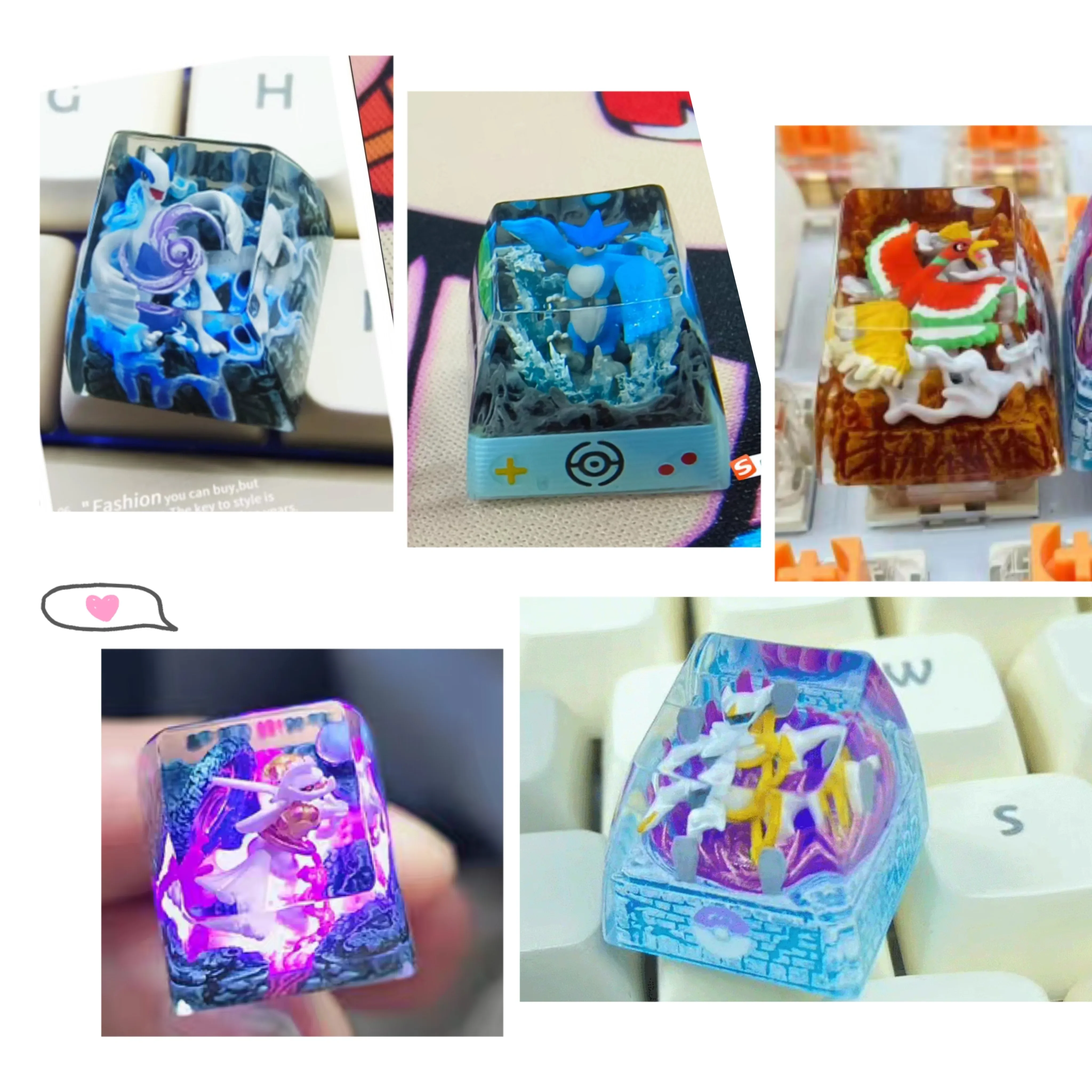 PTCG Pokemon Keycap Mechanical Keyboard ResinTransparent Stereoscopic Keycap Legendary Bird Legendary Beasts Giratina Wave 30